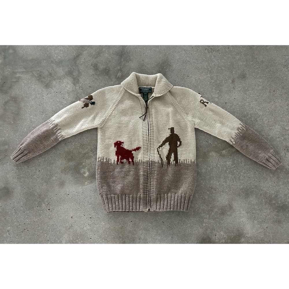 Vintage Lauren Ralph Lauren Hand Knit Wool Style Pheasant Hunting Sweater Small
